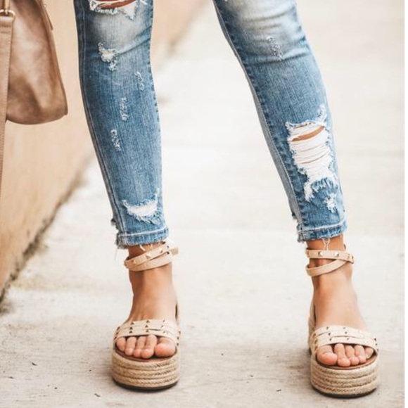 New Markdown MARY-JANE Studded Ankle Espadrilles - Picture 2 of 8